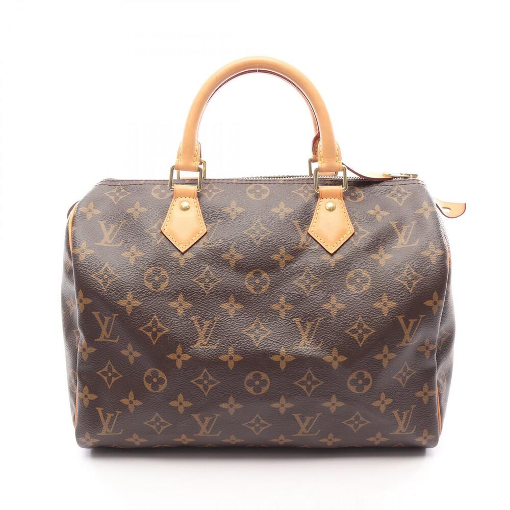 Louis Vuitton Speedy Monogram Top Handle Bag Canvas Leather Brown